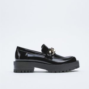 Zara low heel chain loafers